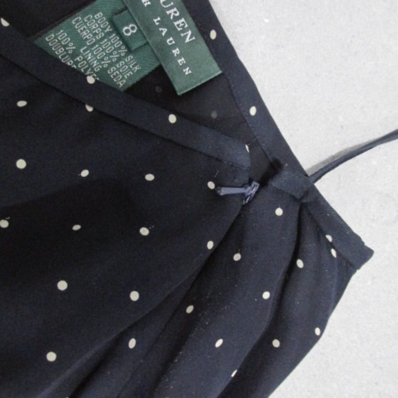 Lauren Full Midi Skirt, Dark Navy with Polka Dots, Size 8 - Picture 5 of 6